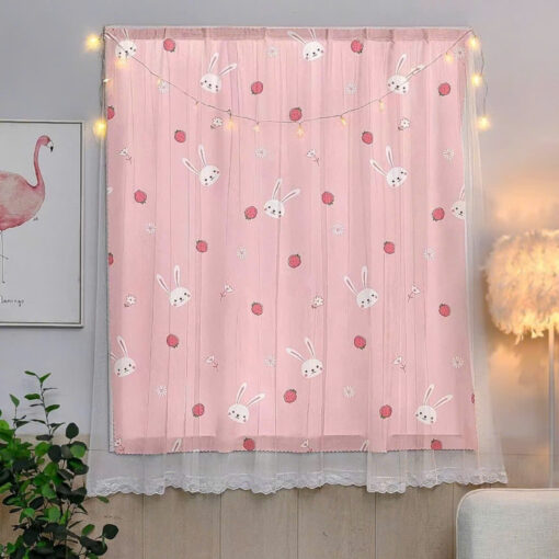 Rèm dán cửa sổ 2 lớp – Thỏ hồng trắng