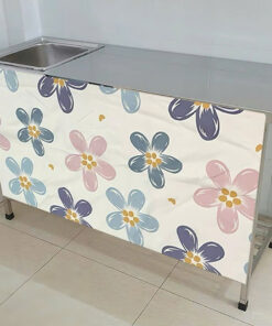 rèm dán bếp hoa mùa hạ